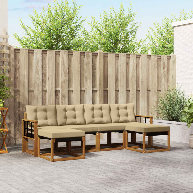 Set de canapele de exterior 6 buc. Natural și Bej