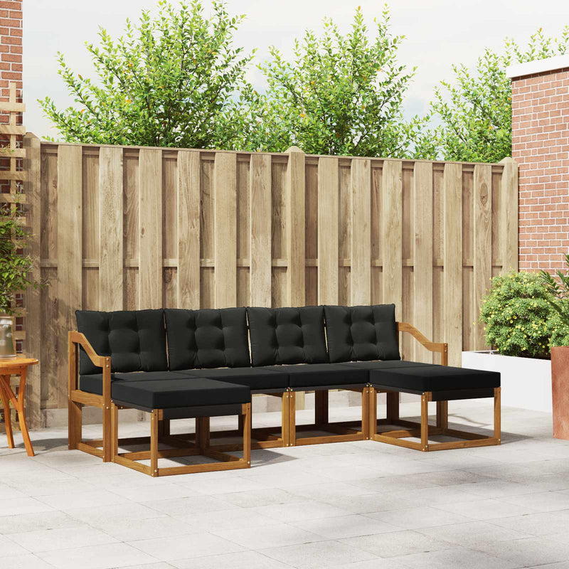 Set de canapele de exterior 6 buc. Natural și Negru