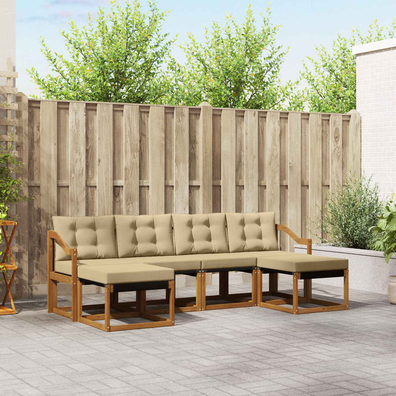 Set de canapele de exterior 6 buc. Natural și Bej