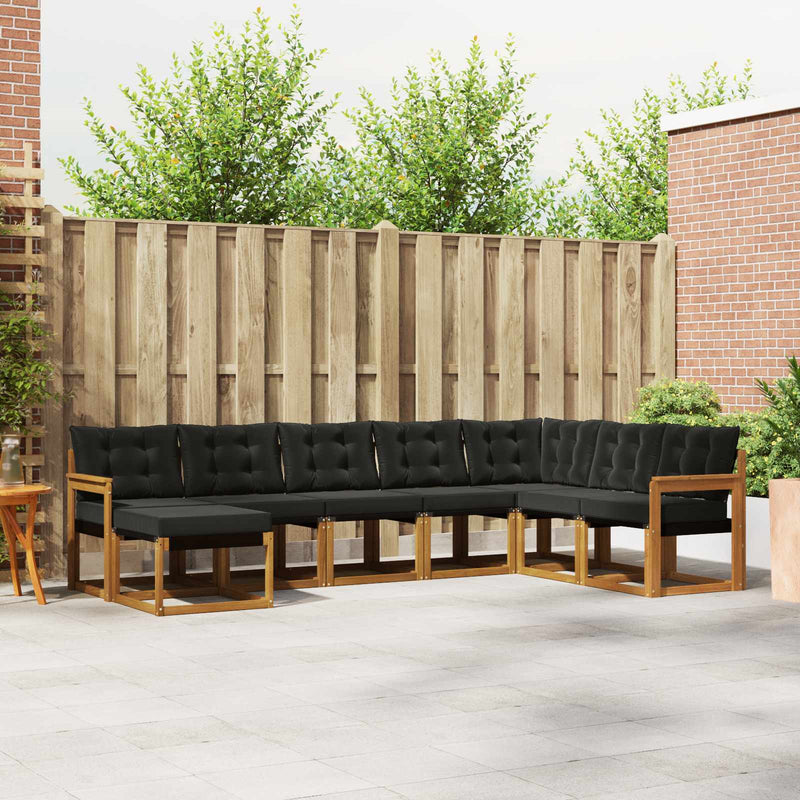 Set de canapele de exterior 8 buc. Natural și Negru