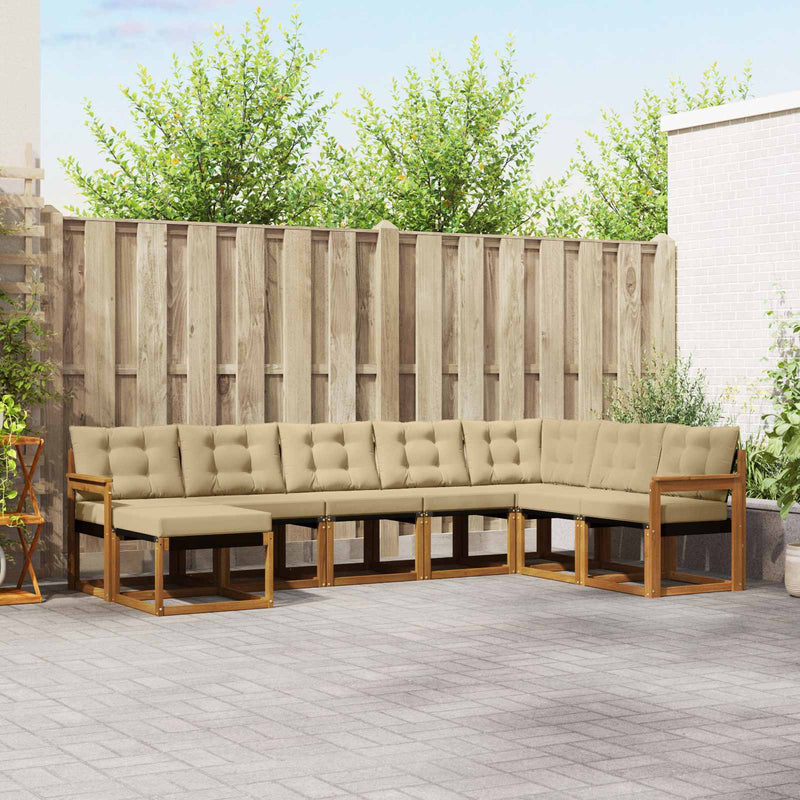 Set de canapele de exterior 8 buc. Natural și Bej