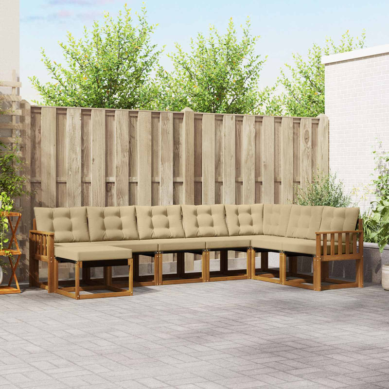 Set de canapele de exterior 8 buc. Natural și Bej