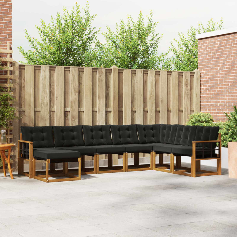 Set de canapele de exterior 8 buc. Natural și Negru