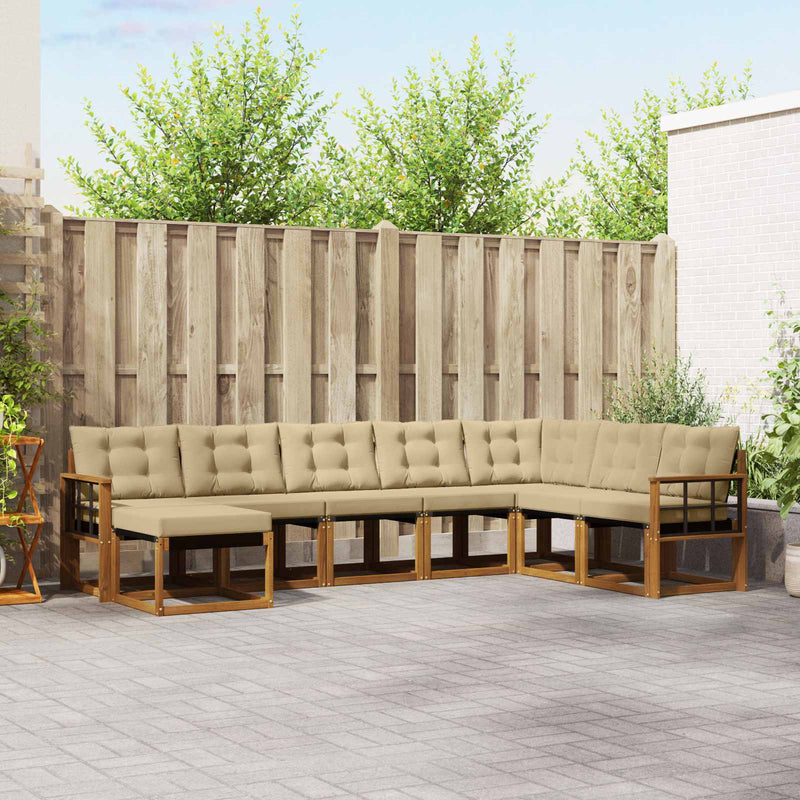 Set de canapele de exterior 8 buc. Natural și Bej