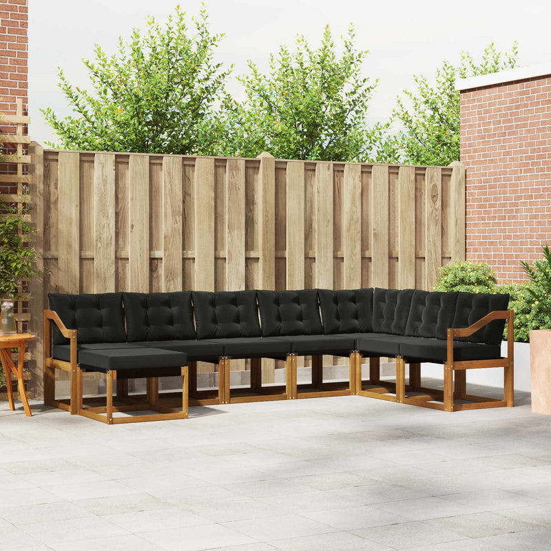 Set de canapele de exterior 8 buc. Natural și Negru
