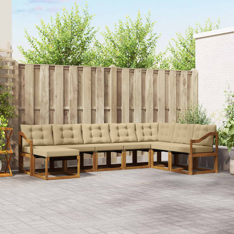 Set de canapele de exterior 8 buc. Natural și Bej