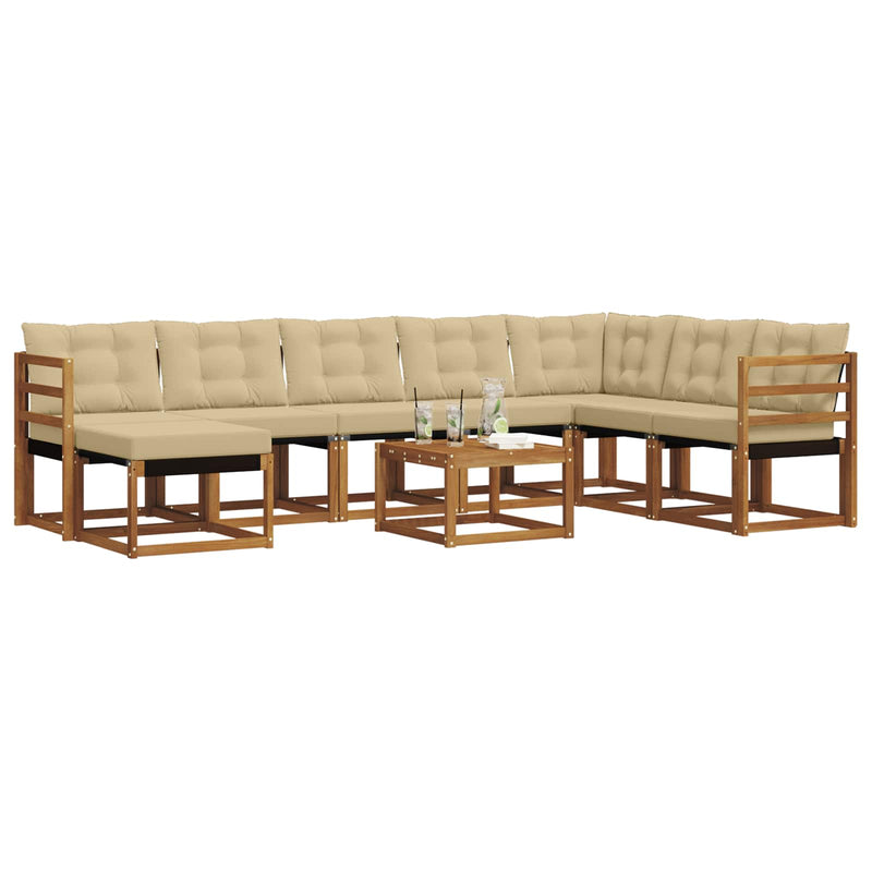 Set de canapele de exterior 9 buc. Natural și Bej