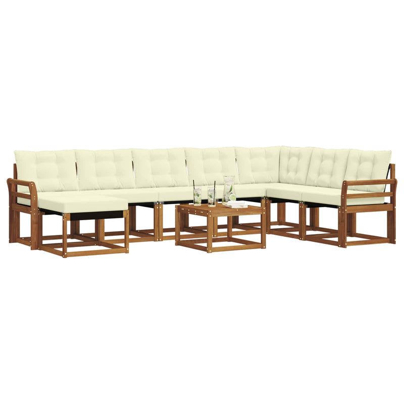 Set de canapele de exterior 9 buc. Natural și Crem