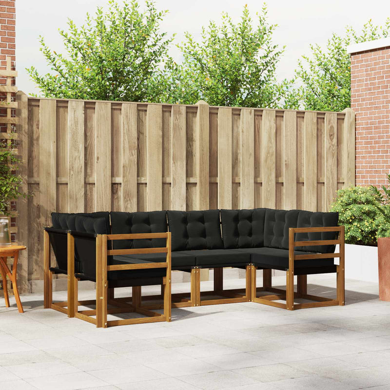 Set de canapele de exterior 6 buc. Natural și Negru