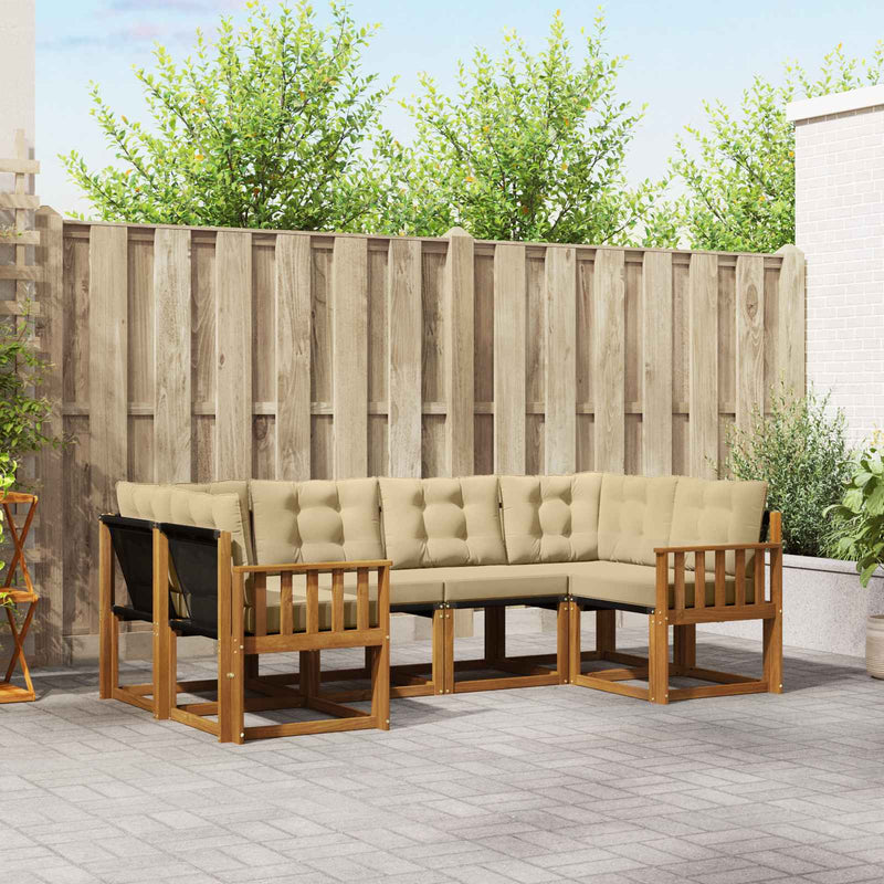Set de canapele de exterior 6 buc. Natural și Bej