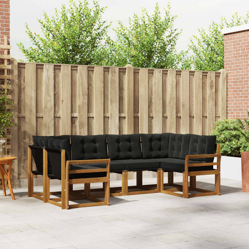 Set de canapele de exterior 6 buc. Natural și Negru