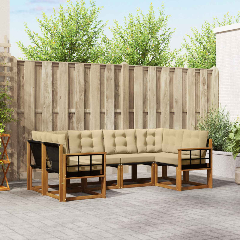 Set de canapele de exterior 6 buc. Natural și Bej