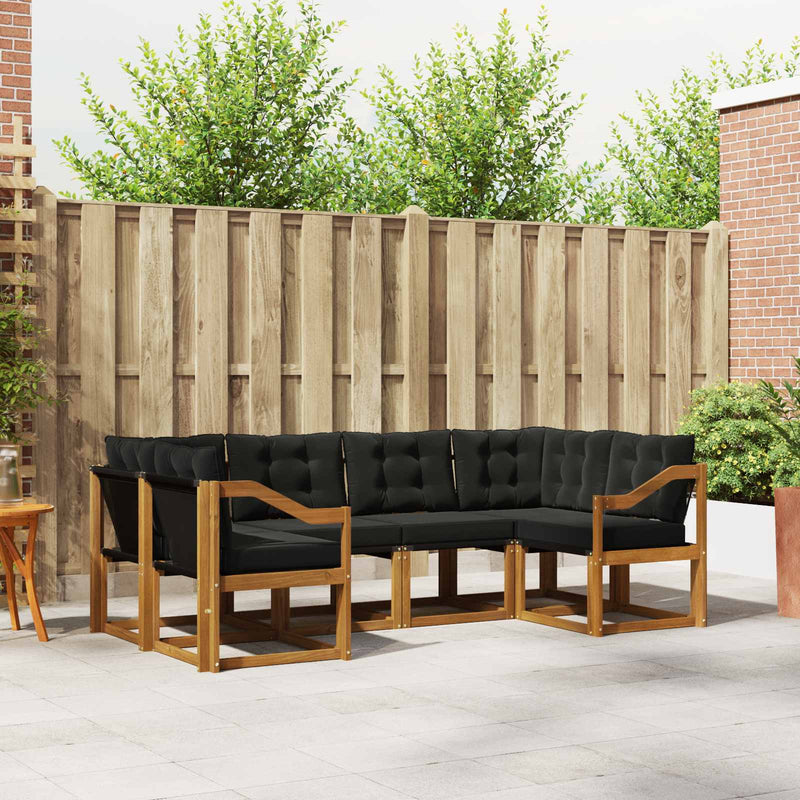 Set de canapele de exterior 6 buc. Natural și Negru