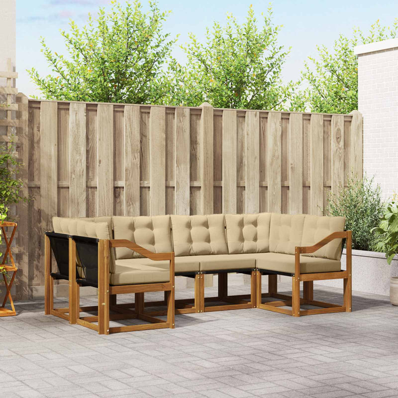 Set de canapele de exterior 6 buc. Natural și Bej