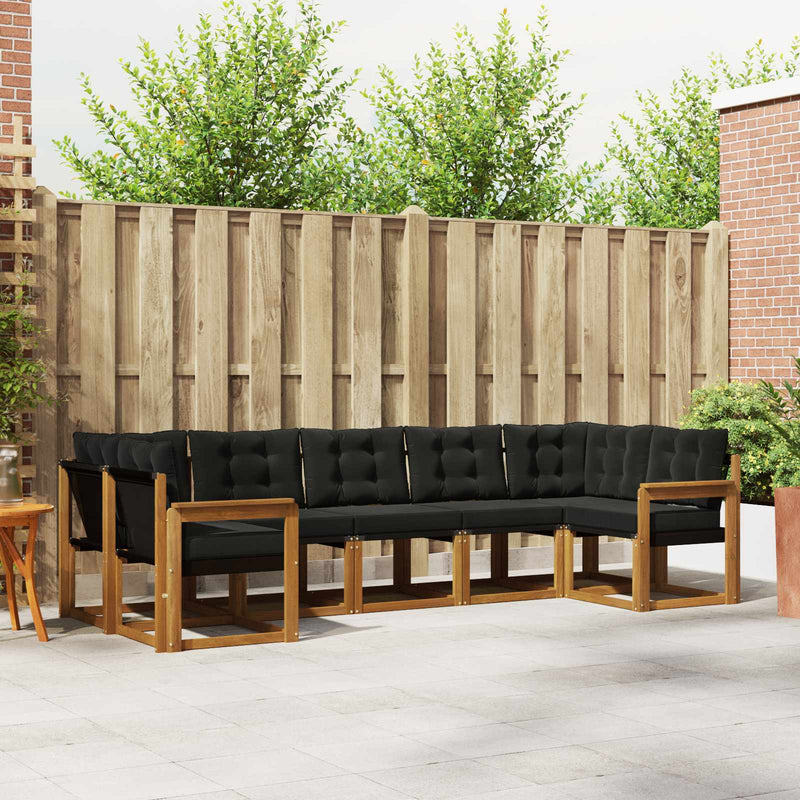 Set de canapele de exterior 7 buc. Natural și Negru