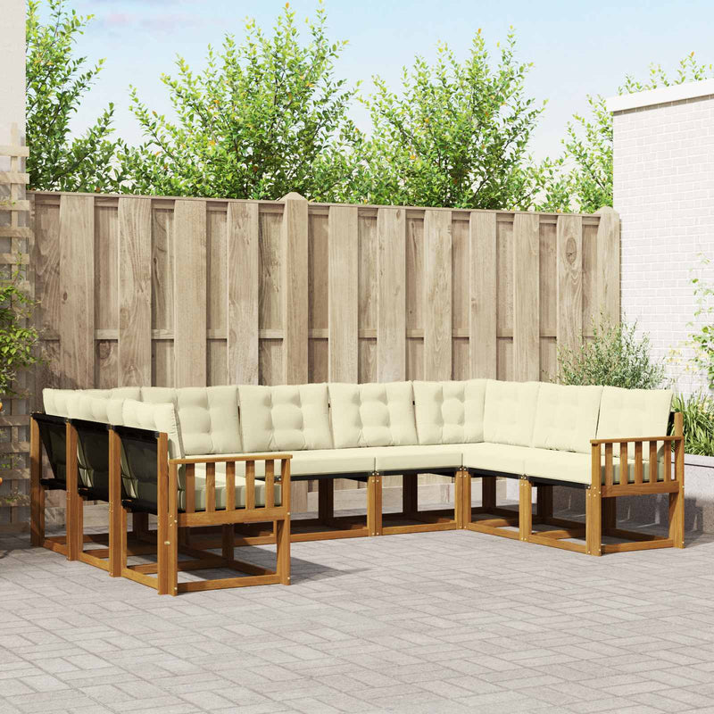 Set de canapele de exterior 9 buc. Natural și Crem