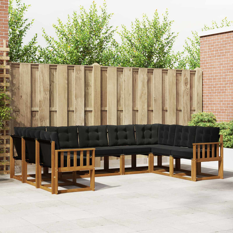 Set de canapele de exterior 9 buc. Natural și Negru