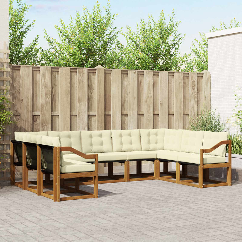 Set de canapele de exterior 9 buc. Natural și Crem