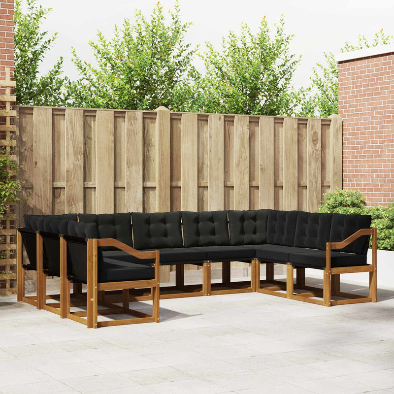 Set de canapele de exterior 9 buc. Natural și Negru