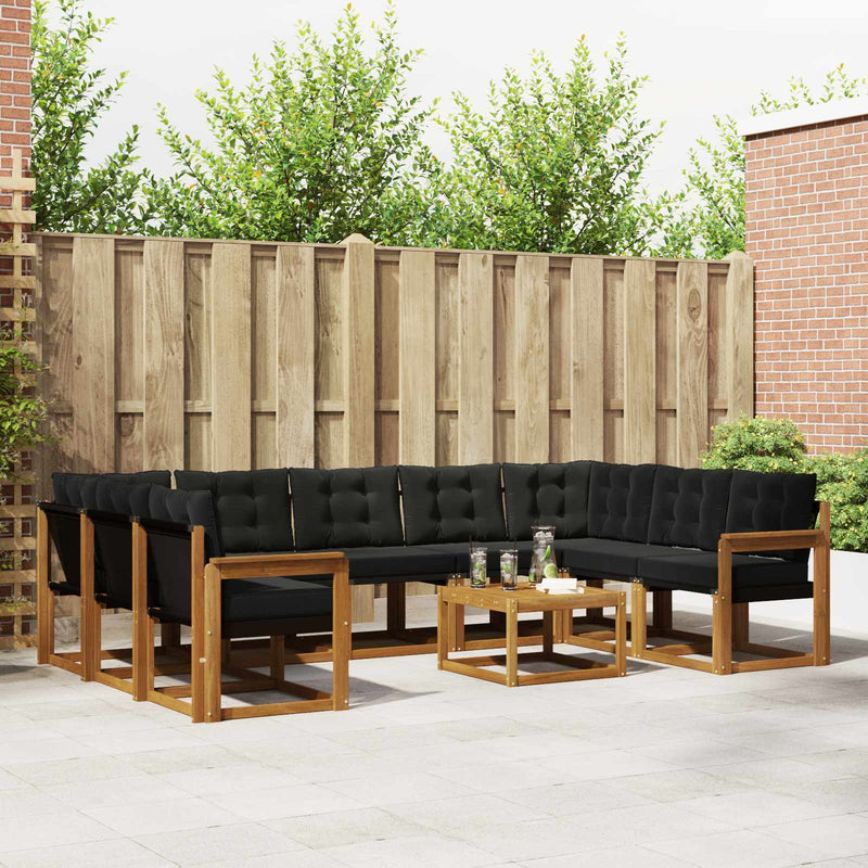 Set de canapele de exterior 10 buc. Natural și Negru