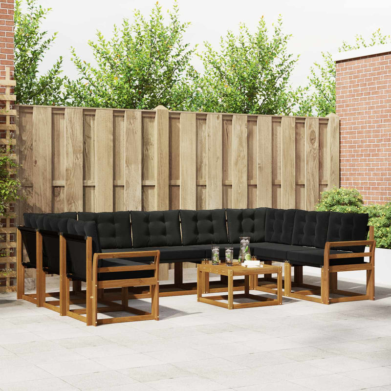 Set de canapele de exterior 10 buc. Natural și Negru
