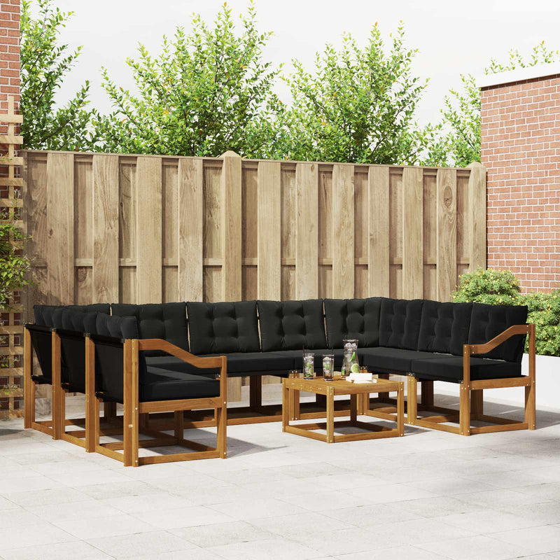 Set de canapele de exterior 10 buc. Natural și Negru