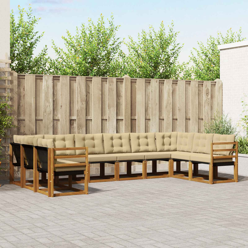 Set de canapele de exterior 10 buc. Natural și Bej