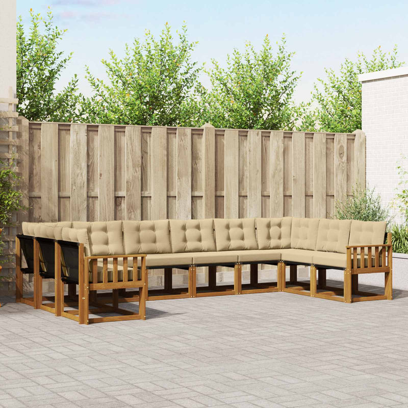 Set de canapele de exterior 10 buc. Natural și Bej