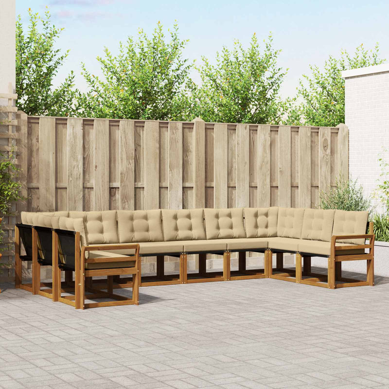 Set de canapele de exterior 10 buc. Natural și Bej