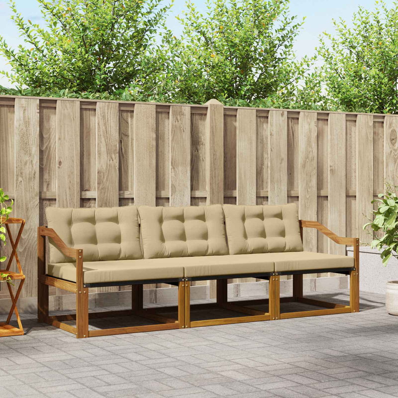 Set de canapele de exterior 3 buc. Natural și Bej