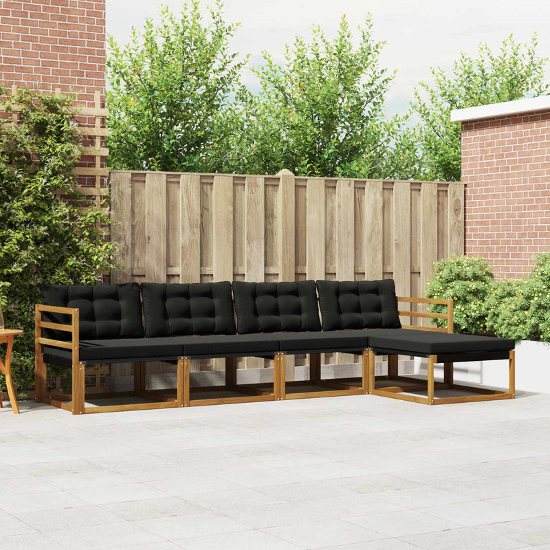 Set de canapele de exterior 5 buc. Natural și Negru