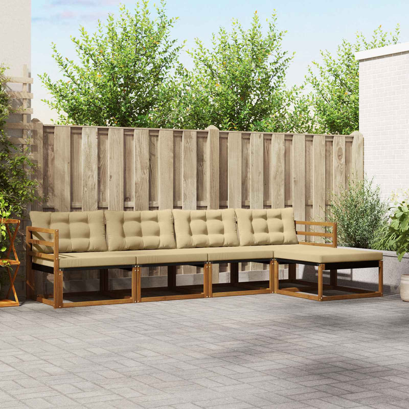 Set de canapele de exterior 5 buc. Natural și Bej
