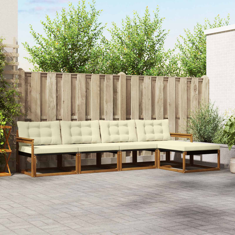 Set de canapele de exterior 5 buc. Natural și Crem