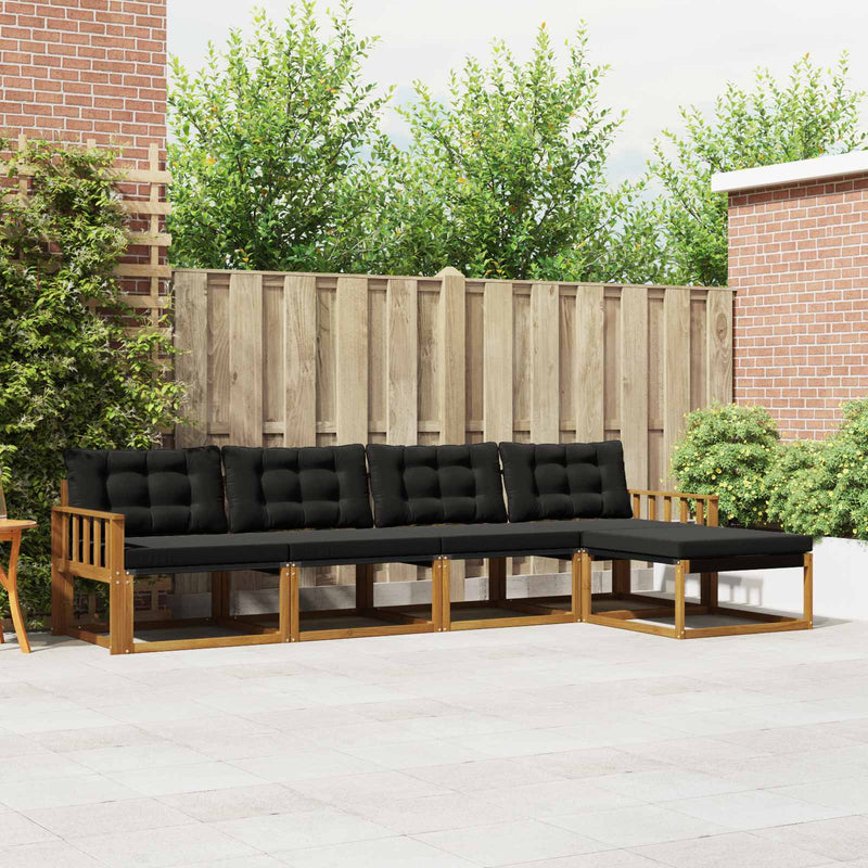 Set de canapele de exterior 5 buc. Natural și Negru