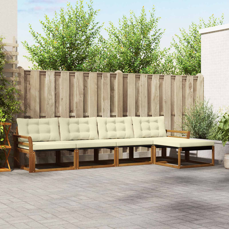 Set de canapele de exterior 5 buc. Natural și Crem