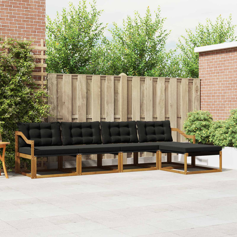 Set de canapele de exterior 5 buc. Natural și Negru