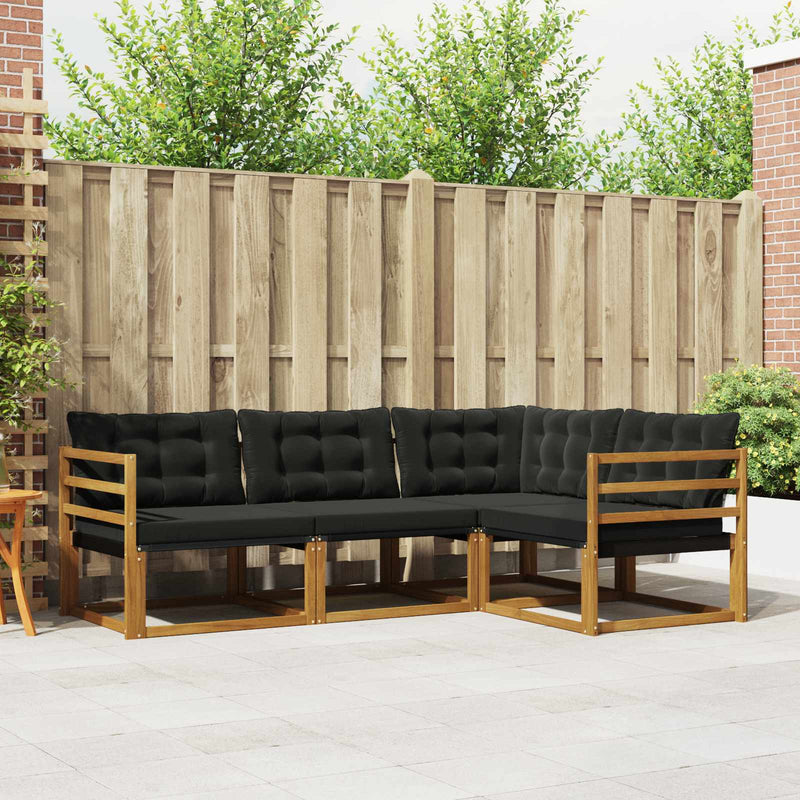Set de canapele de exterior 4 buc. Natural și Negru