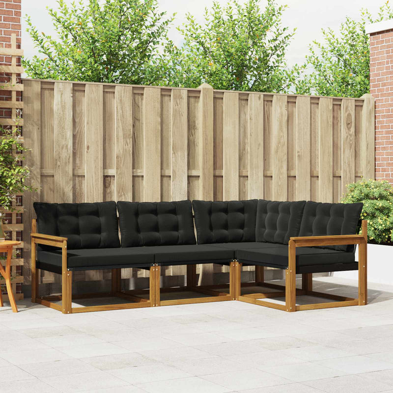 Set de canapele de exterior 4 buc. Natural și Negru