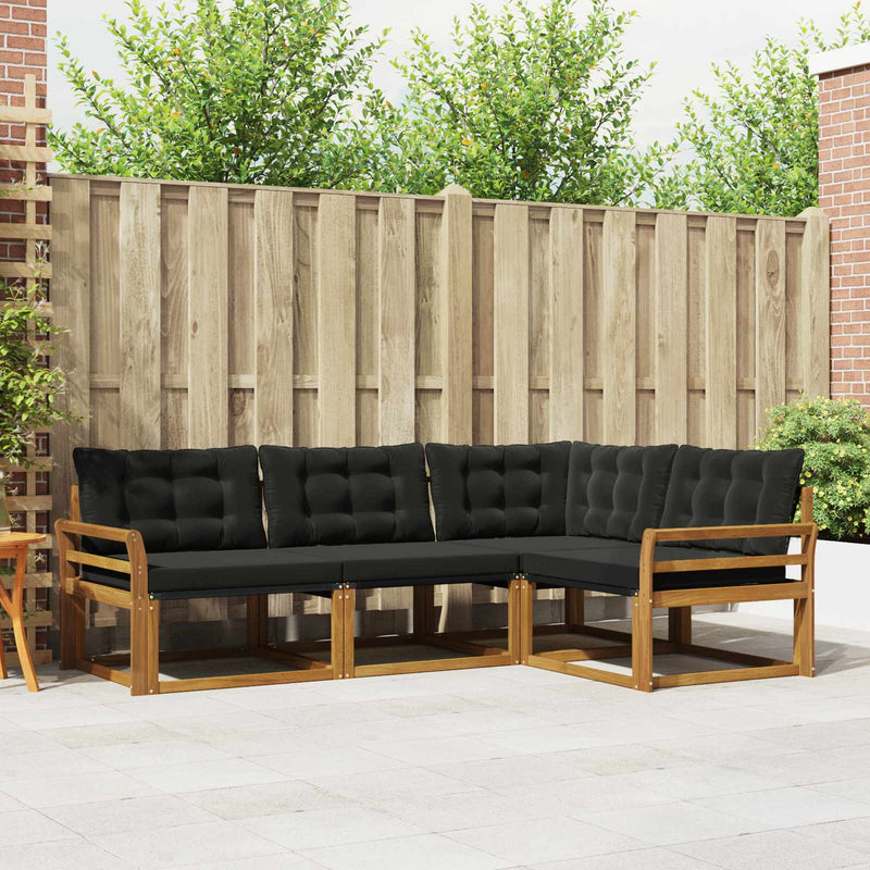 Set de canapele de exterior 4 buc. Natural și Negru