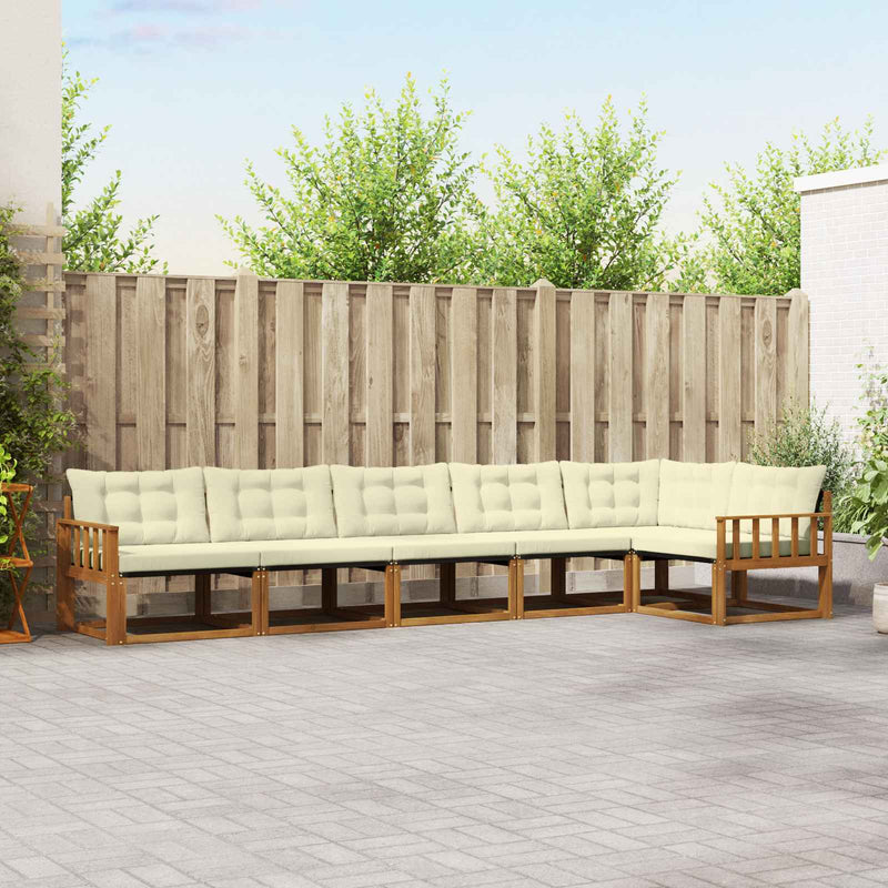 Set de canapele de exterior 6 buc. Natural și Crem