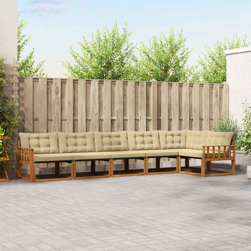 Set de canapele de exterior 6 buc. Natural și Bej