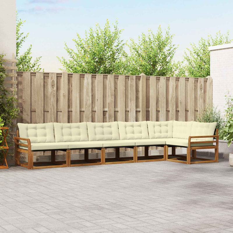 Set de canapele de exterior 6 buc. Natural și Crem