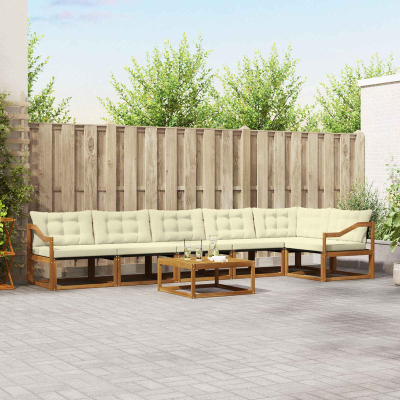 Set de canapele de exterior 6 buc. Natural și Crem