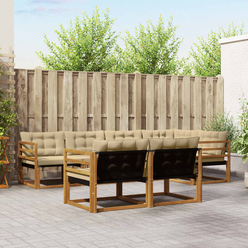 Set de canapele de exterior 7 buc. Natural și Bej