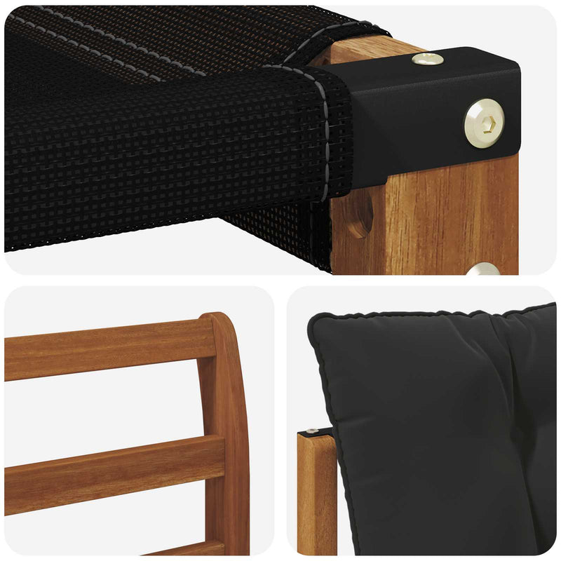 Set de canapele de exterior 7 buc. Natural și Negru