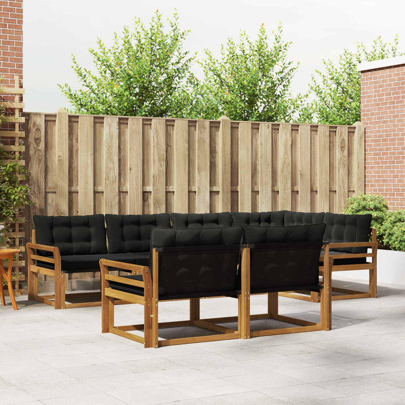 Set de canapele de exterior 7 buc. Natural și Negru