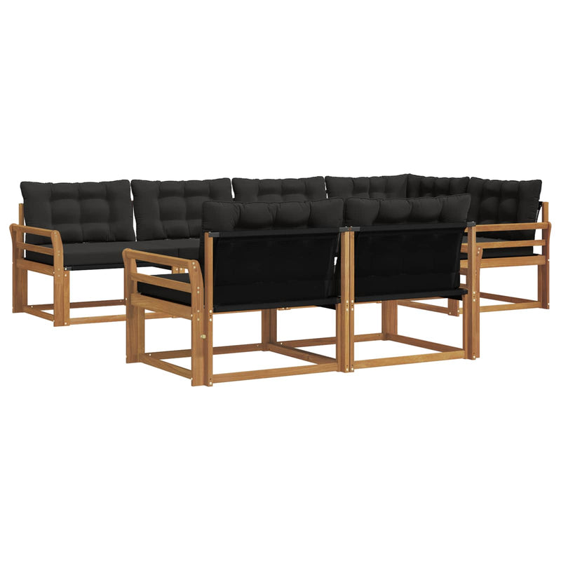 Set de canapele de exterior 7 buc. Natural și Negru