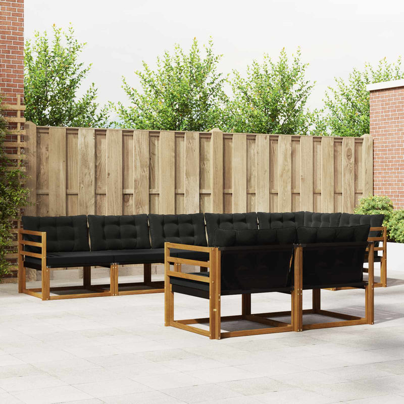 Set de canapele de exterior 8 buc. Natural și Negru