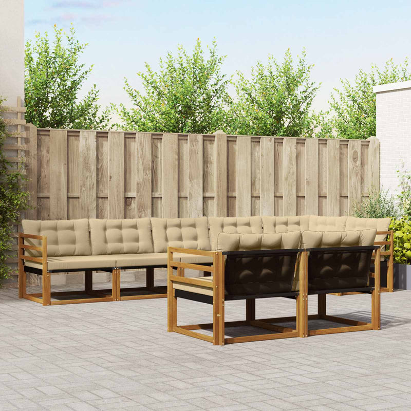 Set de canapele de exterior 8 buc. Natural și Bej