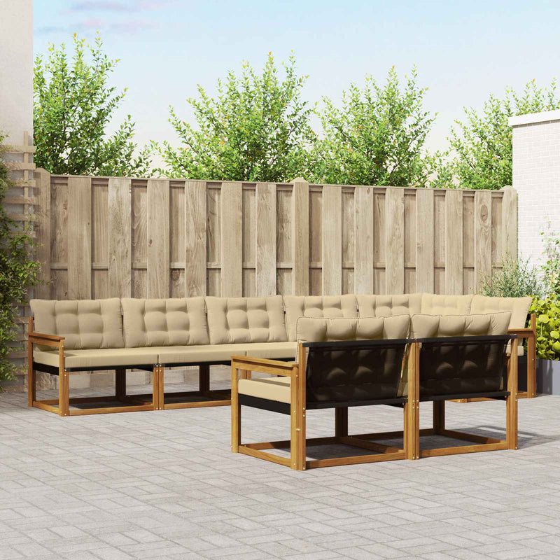 Set de canapele de exterior 8 buc. Natural și Bej